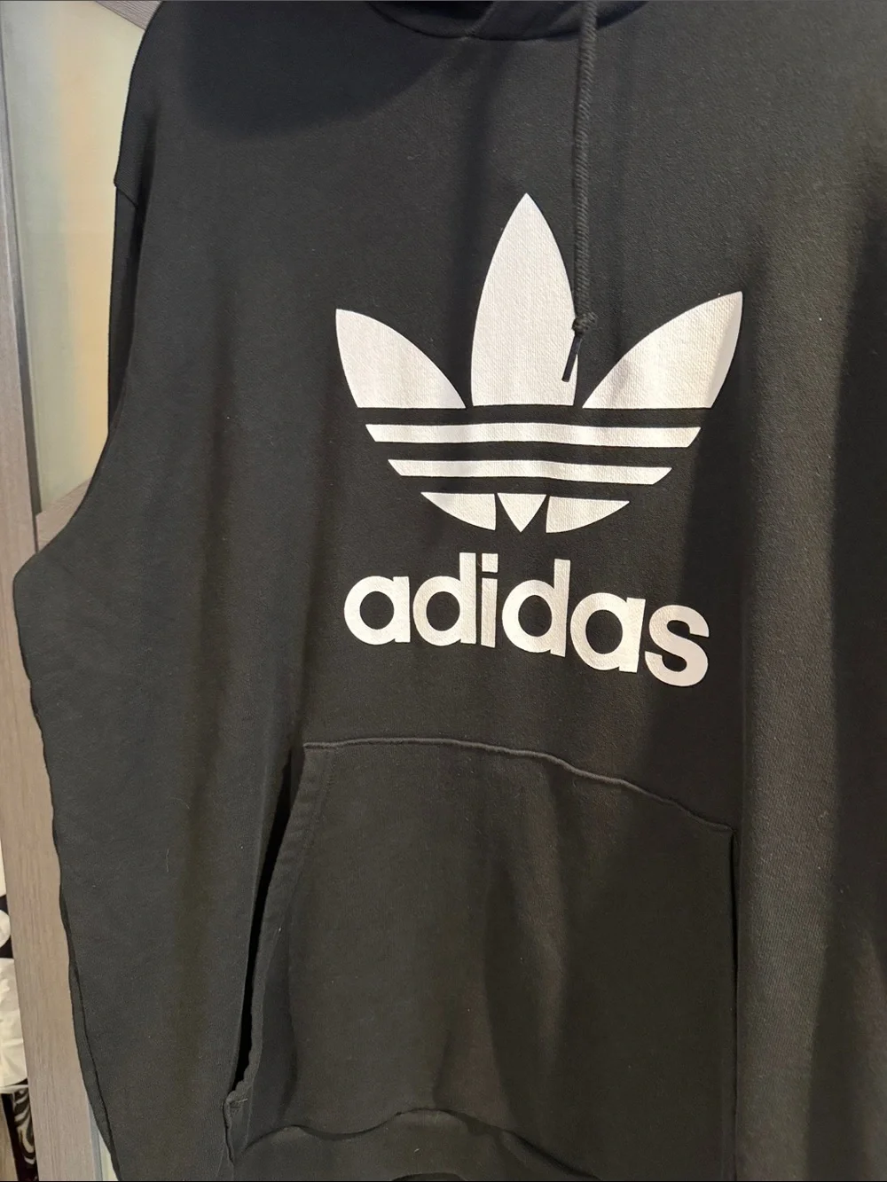 adidas Black Hoodie with White Trefoil Logo